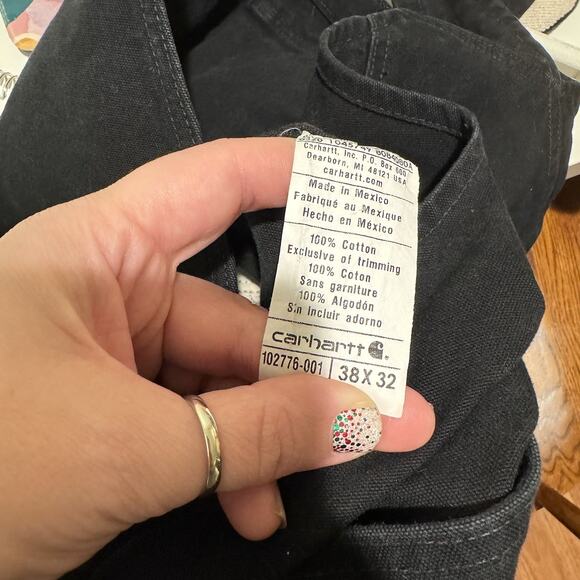Carhartt Black Unlined Duck Bib Overalls Mens 38/32 - Picture 7 of 7